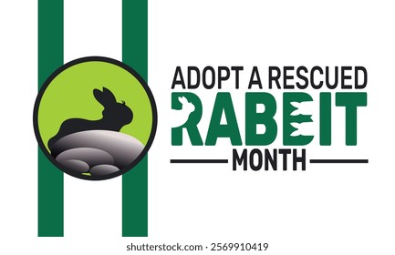 February is Adopt a Rescued Rabbit Month background template. Perfect for banners, cards, posters, and social media . Vector design with text inscription and classic color for a professional look