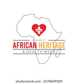 February is African Heritage And Health Week. Vector template Design for banner, greeting card, poster, prints, social media post ,flyer , T shirt with background.