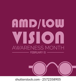 February is Amd Low Vision Awareness Month. Vector template Design for banner, greeting card, poster, prints, social media post ,flyer , T shirt with background.