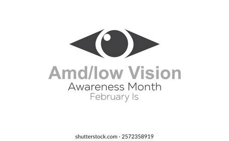 February is Amd Low Vision Awareness Month. Vector template Design for banner, greeting card, poster, prints, social media post ,flyer , T shirt with background.