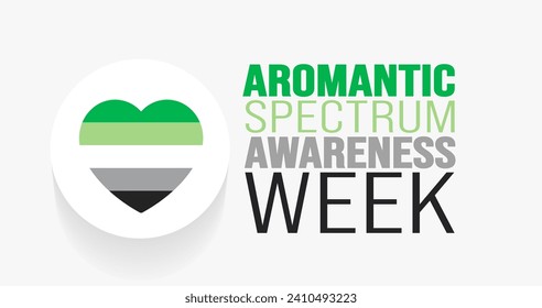 Febrero es la plantilla de fondo de Aromántico Spectrum Awareness Week. Concepto de vacaciones. plantilla de diseño de fondo, pancarta, carteles, tarjetas y afiches con inscripción de texto y color estándar. vector 