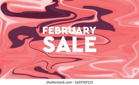 February background with paper cut shapes vector illustration, web banner design, discount card, promotion, flyer layout, ad, advertisement, printing media.