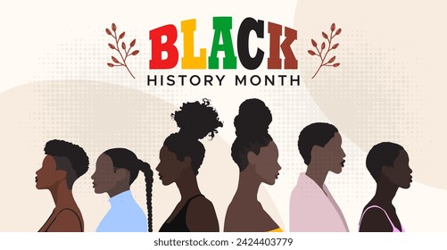 February is Black History Month illustration of exotic and elegant African people. design for Black history month celebration banner. the concept of racial and ethnic equality