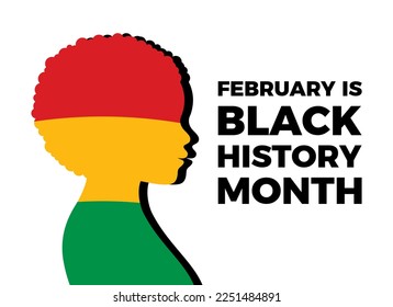 February is Black History Month vector. African person in Pan-African colours silhouette icon vector isolated on a white background. African-American History Month illustration. Important day