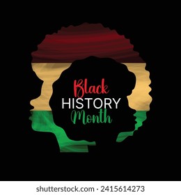 February Black History Month vector template with Afro American people concept. Brush strokes background. Use for social media post, web, website, illustrations, vector, brush backgrounds, background.