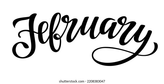 February black lettering inscription. Vector illustration.