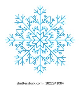 
February blue snowflake isolated on white background. Winter decor elements for postcards, wrapping paper, banner, magazine and more. Stock vector illustration for decoration and design