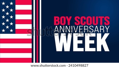 February is Boy Scouts anniversary week background template. Holiday concept. background, banner, placard, card, and poster design template with text inscription and standard color. vector