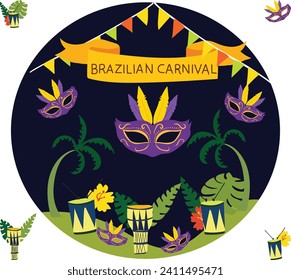 February is brazilian carnival vector illustration