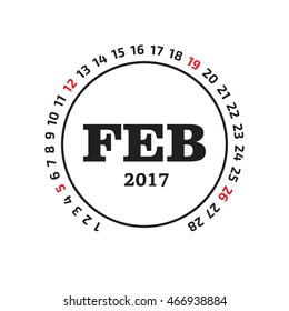 February calendar 2017