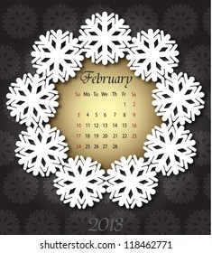 February Calendar in black and gold