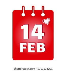 February calendar colored icon. Saint Valentine's Day. Vector illustration