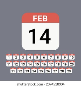February Calendar flat icon vector