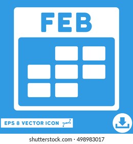 February Calendar Grid icon. Vector EPS illustration style is flat iconic symbol, white color.