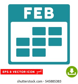 February Calendar Grid icon. Vector EPS illustration style is flat iconic symbol, soft blue color.