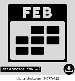 February Calendar Grid icon. Vector EPS illustration style is flat iconic symbol, black color.