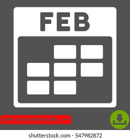 February Calendar Grid icon. Vector EPS illustration style is flat iconic symbol, white color.