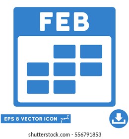 February Calendar Grid icon. Vector EPS illustration style is flat iconic symbol, cobalt color.