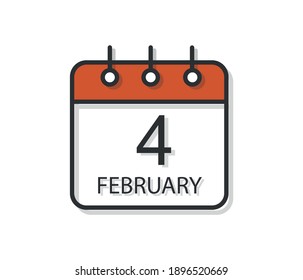 February. Calendar Icon with long shadow in Flat Design style. Daily calendar isolated on white background. Vector Illustration Easy to edit, manipulate, resize or color.
