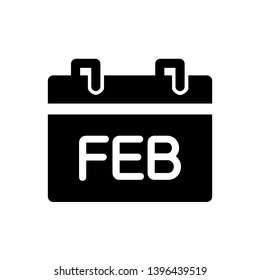 February calendar icon, vector illustration. Flat design style. vector february calendar icon illustration isolated on white background, february calendar icon Eps10.   