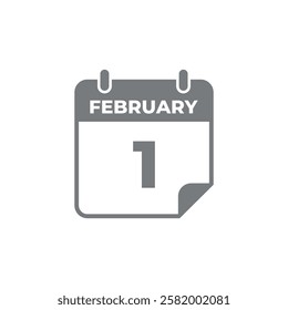 February Calendar Icon Vector Template