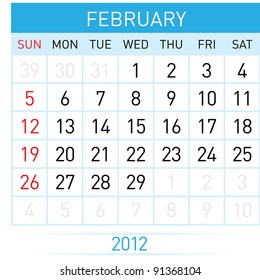 February Calendar. Illustration on white background for design