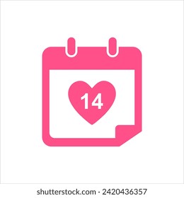 Calendario de febrero con icono de nota. ilustración vectorial de día valentino