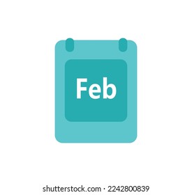 February calendar page icon vector. illustration calendar binder page for month of February 