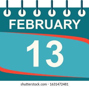 February calendar per day / vector/ 13 February