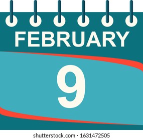 February calendar per day / vector / 9 February