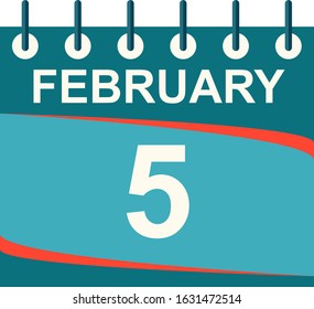 February calendar per day / vector/ 5 February