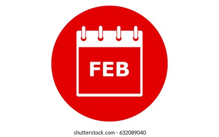 february calendar red vector icon