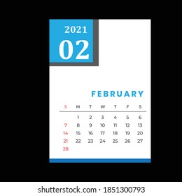 FEBRUARY calendar template with black background colors