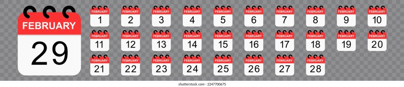 February calendar. Vector flat icon