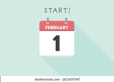 February, Calendar, Winter concept. 　Simple and stylish Vector design illustration.  Beginning of February calendar on Light blue background. 