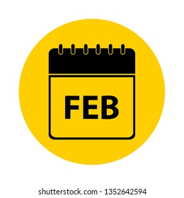 February Calendar Yellow Vector Icon - Calendar design template - Business vector illustration.