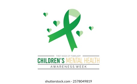 February is Children s Mental Health Awareness Week. Vector template Design for banner, greeting card, poster, prints, social media post ,flyer , T shirt with background.