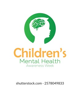 February is Children s Mental Health Awareness Week. Vector template Design for banner, greeting card, poster, prints, social media post ,flyer , T shirt with background.