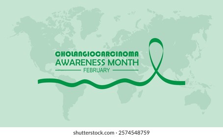 February is Cholangiocarcinoma Awareness Month. Vector template Design for banner, greeting card, poster, prints, social media post ,flyer , T shirt with background.