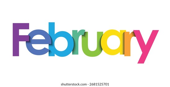 FEBRUAR bunte Vektortypografie Banner