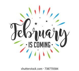 February Is Coming - Firework - Vector for greeting, welcome, new month