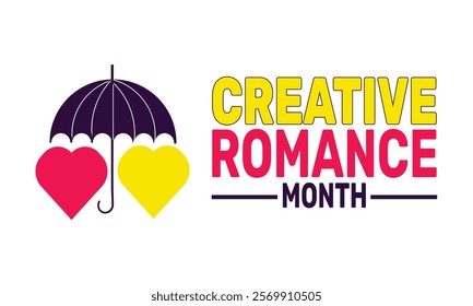 February is Creative Romance Month background template. Perfect for banners, cards, posters, and social media . Vector design with text inscription and classic color for a professional look