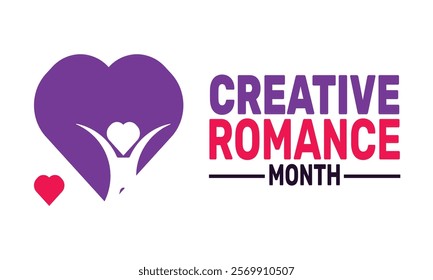 February is Creative Romance Month background template. Perfect for banners, cards, posters, and social media . Vector design with text inscription and classic color for a professional look