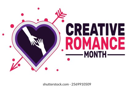 February is Creative Romance Month background template. Perfect for banners, cards, posters, and social media . Vector design with text inscription and classic color for a professional look