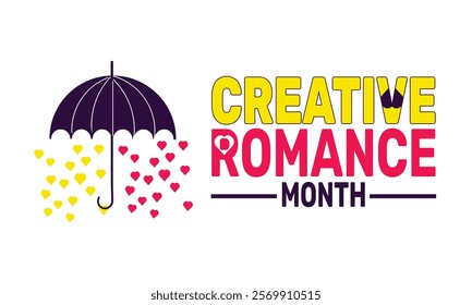 February is Creative Romance Month background template. Perfect for banners, cards, posters, and social media . Vector design with text inscription and classic color for a professional look