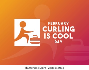February. Curling is Cool Day. Gradient background. Eps 10.