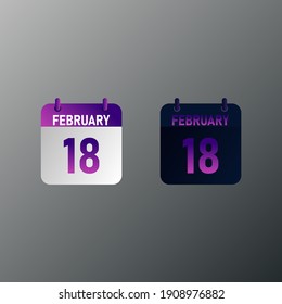 February daily calendar icon in flat design style. Vector illustration in light and dark design. 
