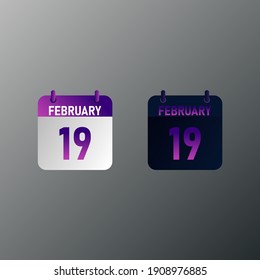 February daily calendar icon in flat design style. Vector illustration in light and dark design. 