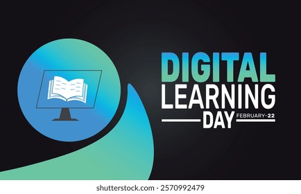 February is Digital Learning Day background template. Perfect for banners, cards, posters, and social media . Vector design with text inscription and classic color for a professional look