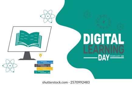 February is Digital Learning Day background template. Perfect for banners, cards, posters, and social media . Vector design with text inscription and classic color for a professional look